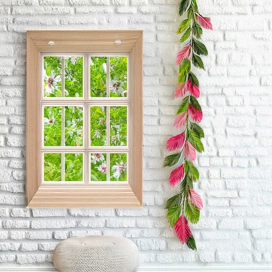 6ft. Pink & Green Areca Palm Garland by Ashland®